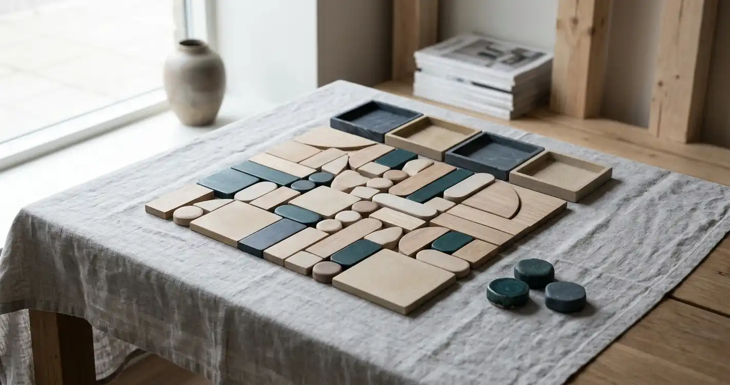 Illustration med en spelomgång, en separat tilläggsinsats och fyra nivåmarkerade potter